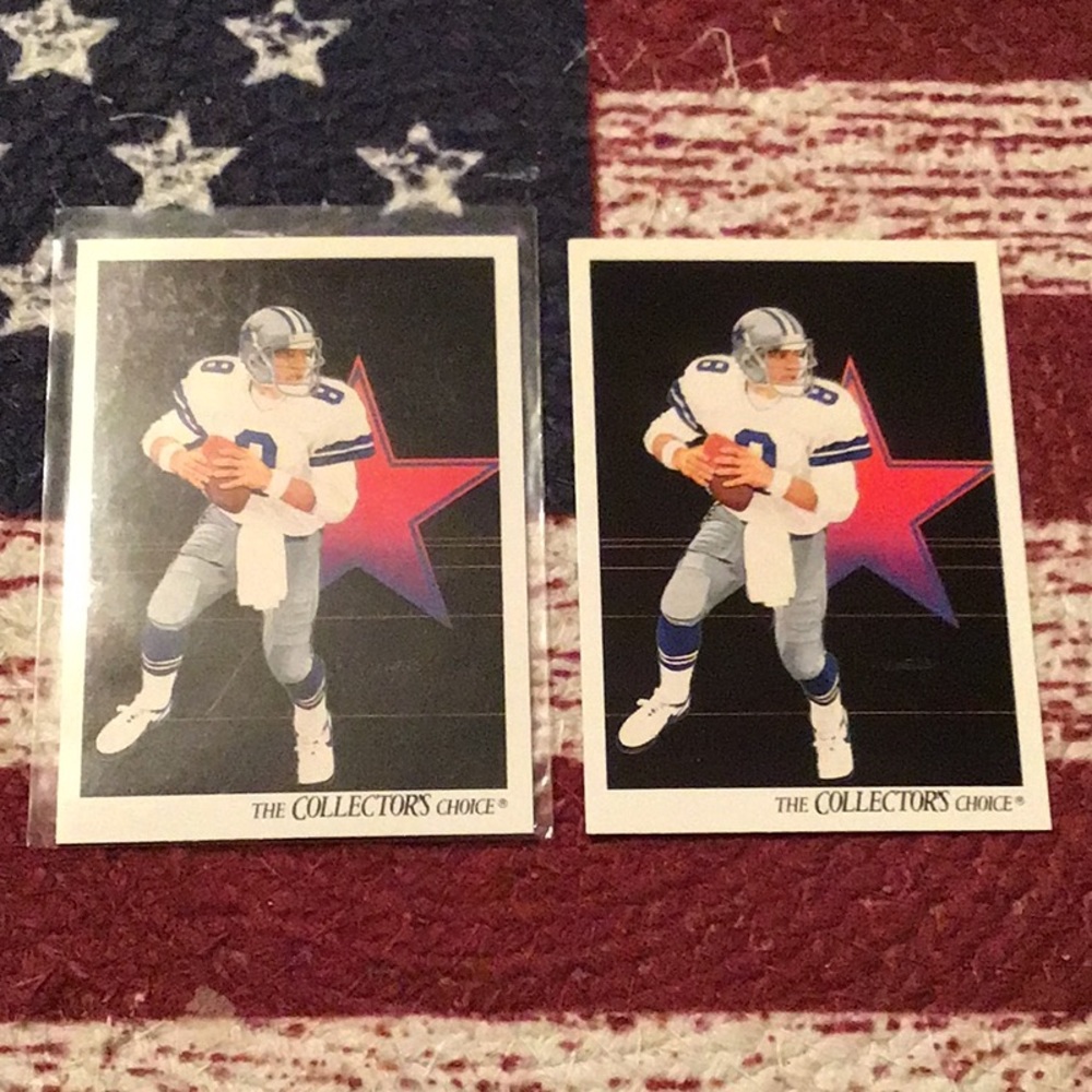 TROY AIKMAN FOOTBALL CARDS, 2 cards, DALLAS COWBOYS, 1991 upper deck